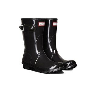 Hunter Gloss Black Short Rain Boot size 8